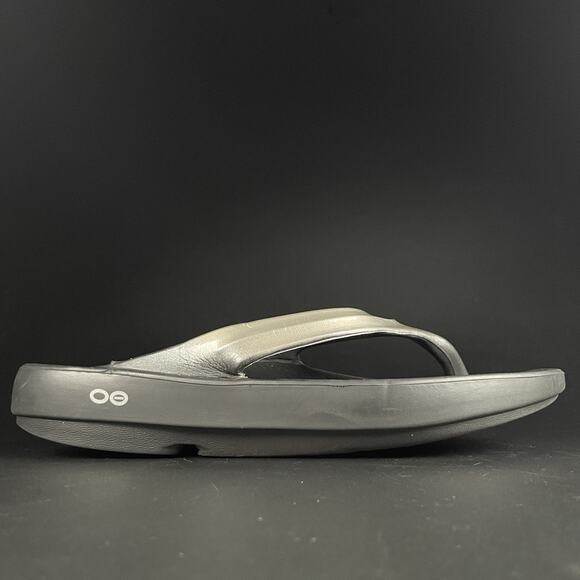 Oofos OOlala Luxe Womens 10 Thong Flip Flops Black Recovery Pain Relief Sandals - Picture 7 of 8